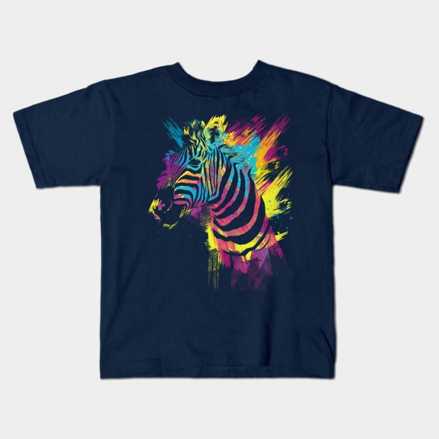 Zebra Splatters Kids T-Shirt by Olechka